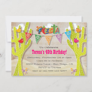 Mexican Fiesta Cactus rustic papel picado lädt ein Einladung