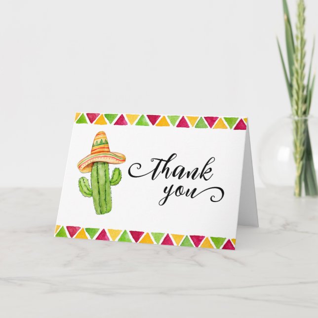 Mexican Fiesta Cactus Taco 'Bout A Baby Shower Dankeskarte (Vorderseite)