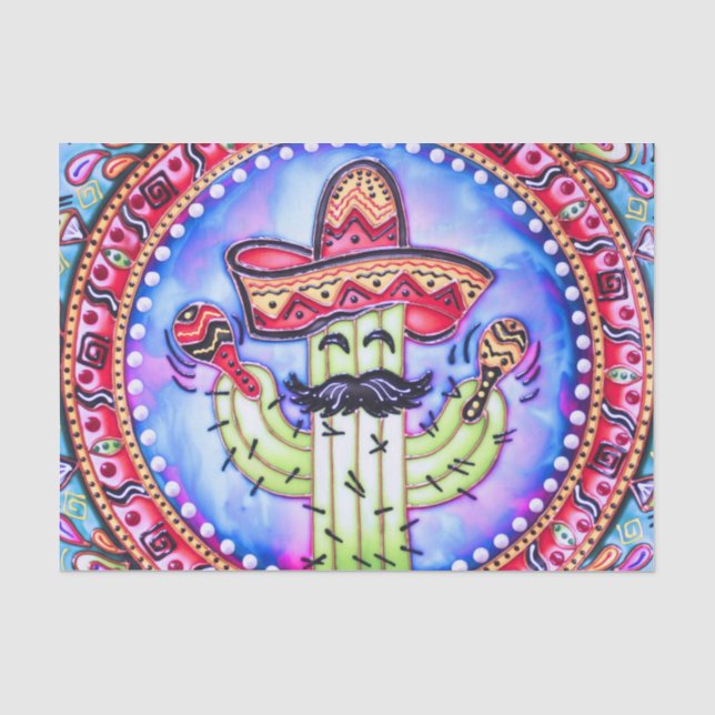 Mexican Fiesta Cinco de Mayo Blue Red Decoupage Seidenpapier (Vorderseite)