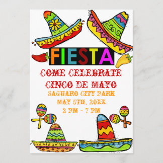 Mexican Fiesta Cinco de Mayo Einladungen Weiß