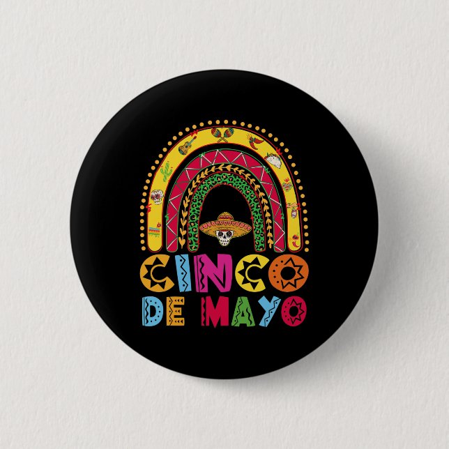 Mexican Fiesta Cinco De Mayo Rainbow Costume Boys Button (Vorderseite)