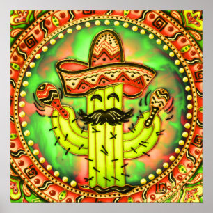 Mexican Fiesta Cinco de Mayo Sombrero Hat Green Poster