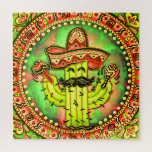 Mexican Fiesta Cinco de Mayo Sombrero Hat Green Puzzle