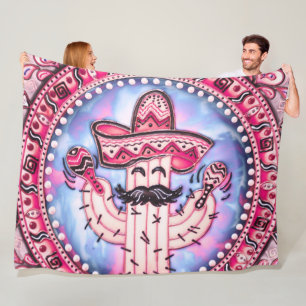 Mexican Fiesta Cinco de Mayo Sombrero Pink Blue Fleecedecke