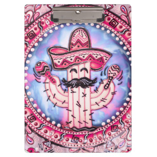Mexican Fiesta Cinco de Mayo Sombrero Pink Blue Klemmbrett