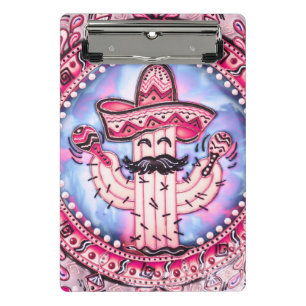 Mexican Fiesta Cinco de Mayo Sombrero Pink Blue Mini Klemmbrett