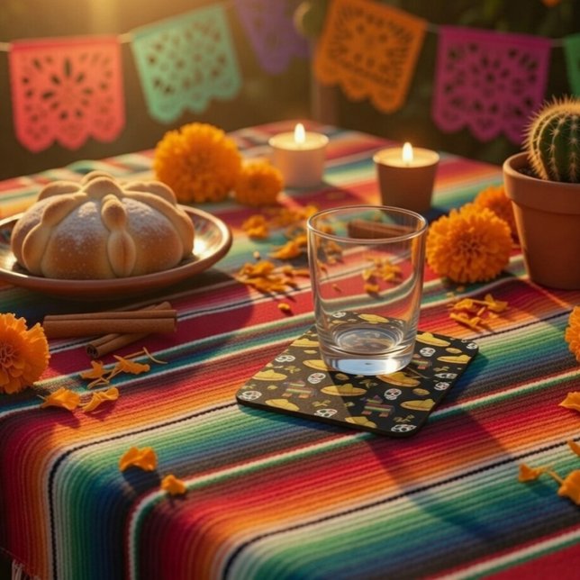 Mexican Fiesta & Día de Muertos Rechteckiger Pappuntersetzer (Von Creator hochgeladen)
