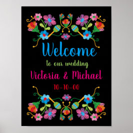 Mexican Fiesta Embroidery Welcome Poster