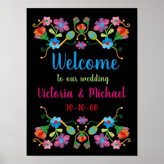 Mexican Fiesta Embroidery Welcome Poster (Vorne)