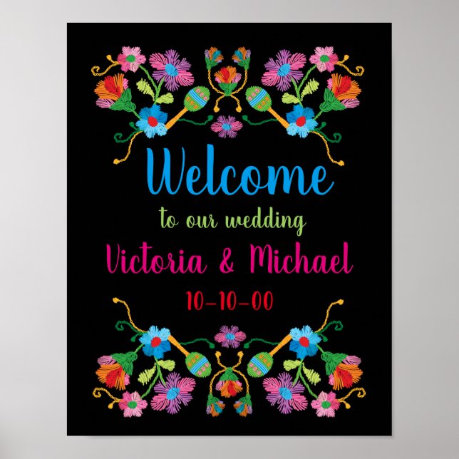 Mexican Fiesta Embroidery Welcome Poster (Vorne)