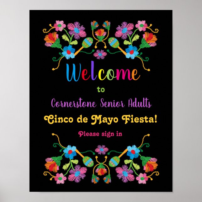 Mexican Fiesta Embroidery Welcome Poster (Vorne)