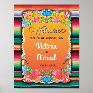Mexican Fiesta Empfang Wedding Sign Poster