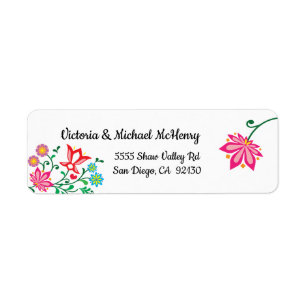 Mexican Fiesta Floral Adressetiketten