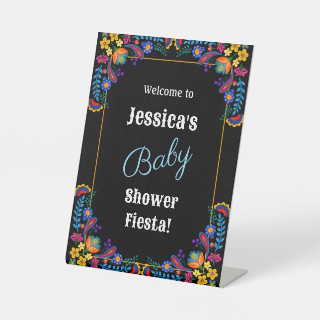 Mexican Fiesta Floral Baby Shower Invitation Sockelschild (Vorderseite)
