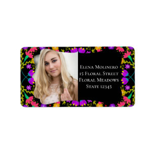 Mexican Fiesta Floral Foto und Anschrift Adressaufkleber