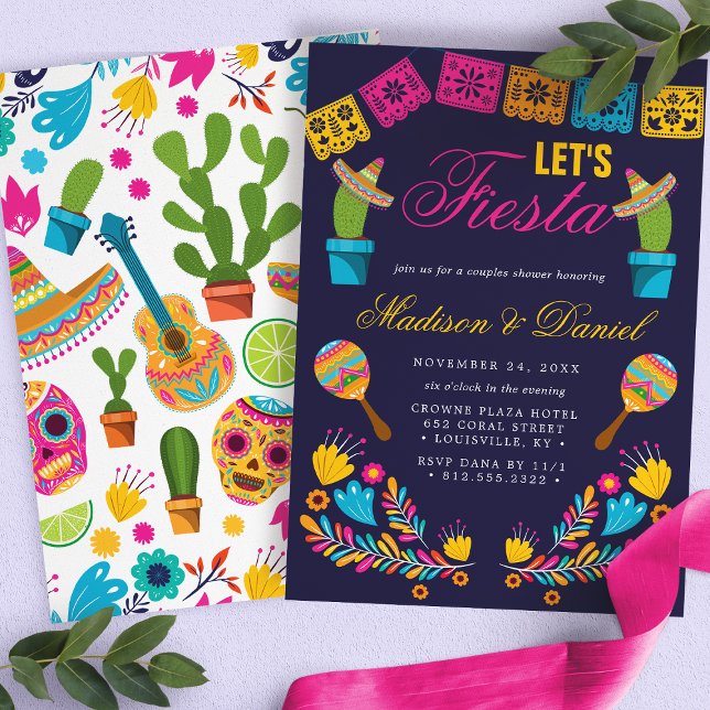 Mexican Fiesta Floral Paares Wedding Shower Einladung (Von Creator hochgeladen)
