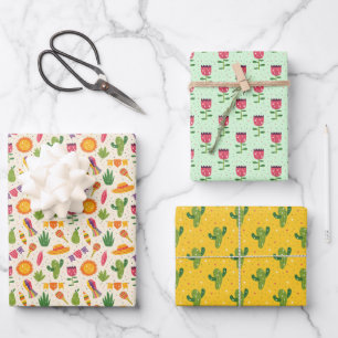Mexican Fiesta Floral Party Maracas Cactus Geschenkpapier Set