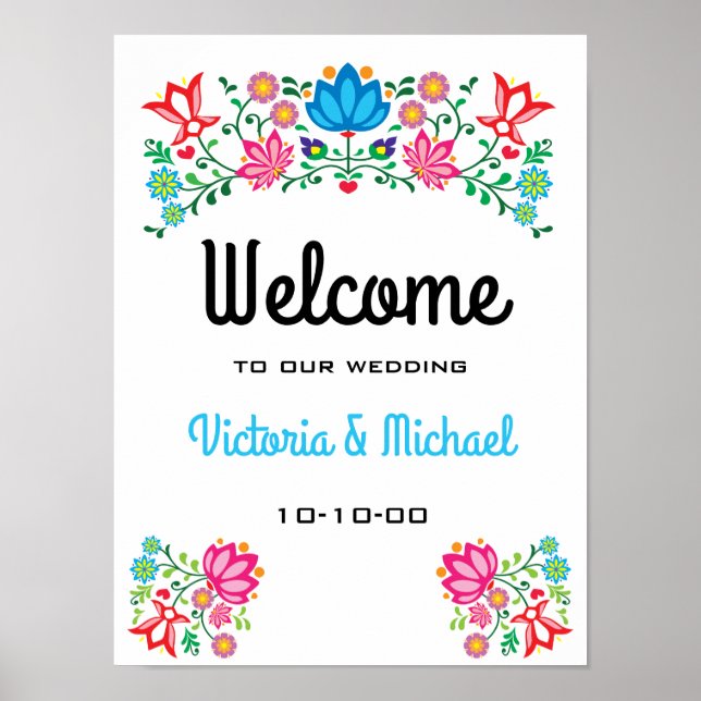 Mexican Fiesta Floral Welcome Poster (Vorne)