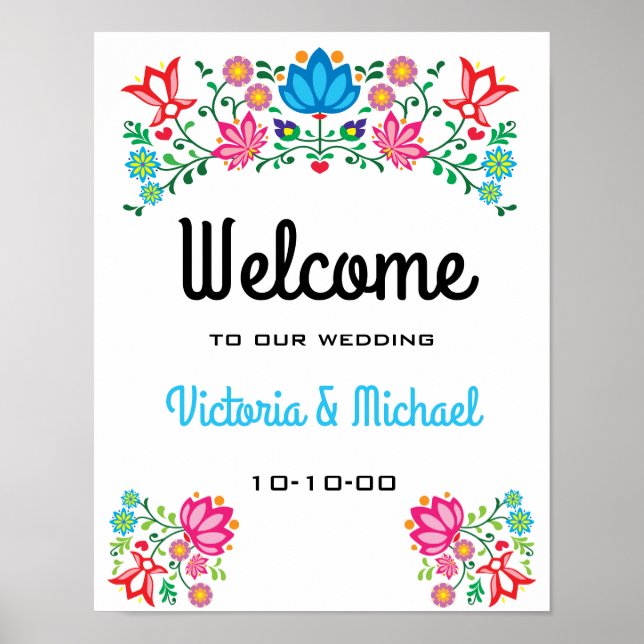Mexican Fiesta Floral Welcome Poster (Vorne)