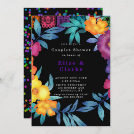 Mexican Fiesta Florals Couple Dusche Einladung