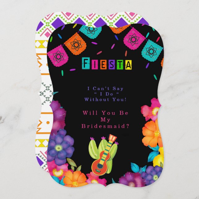Mexican Fiesta Florals wirst du meine Bridesmaid s Einladung (Vorne/Hinten)