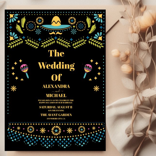 Mexican Fiesta Folkart Floral Wedding Einladung (Von Creator hochgeladen)