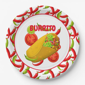 Mexican Fiesta Food Burrito Party Paper Plate Pappteller