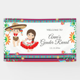 Mexican Fiesta Gender Reveal Baby Duschbanner Banner