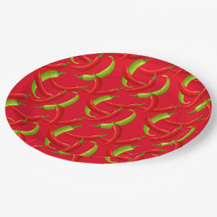 Mexican Fiesta Hot Chili Paprikaschoten Red Paper Pappteller