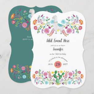 Mexican Fiesta Llama Folk Blume Cacti ANY EVENT Einladung