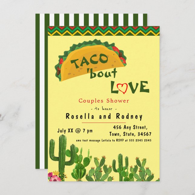 Mexican Fiesta 💃 Paare Dusche Taco Bout Liebe Einladung (Vorne/Hinten)
