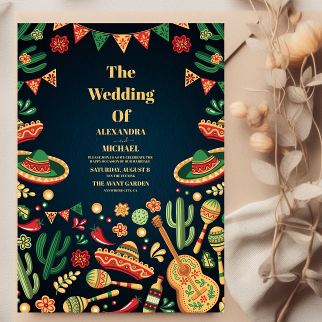 Mexican Fiesta Papel Picado Wedding Einladung (Von Creator hochgeladen)