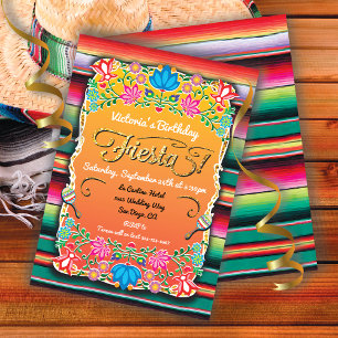 Mexican Fiesta Party Gold Glitzer Einladung