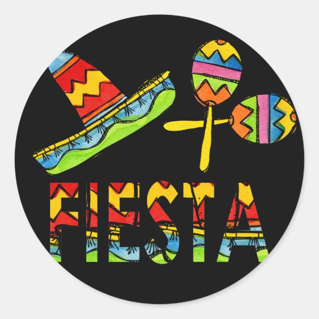 Mexican Fiesta Party Sombrero Maraca Stickers (Vorderseite)
