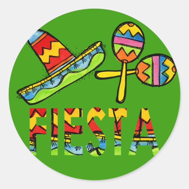 Mexican Fiesta Party Sombrero Maraca Stickers (Vorderseite)