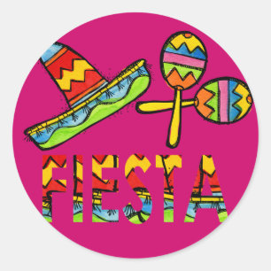 Mexican Fiesta Party Sombrero Maraca Stickers