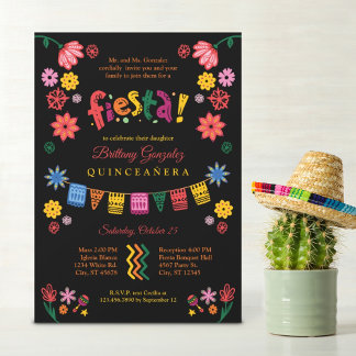 Mexican Fiesta Quinceañera Einladung