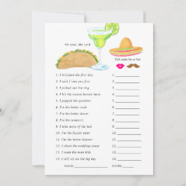 Mexican Fiesta Taco Brautparty Game Einladung