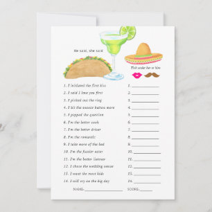 Mexican Fiesta Taco Brautparty Game Einladung