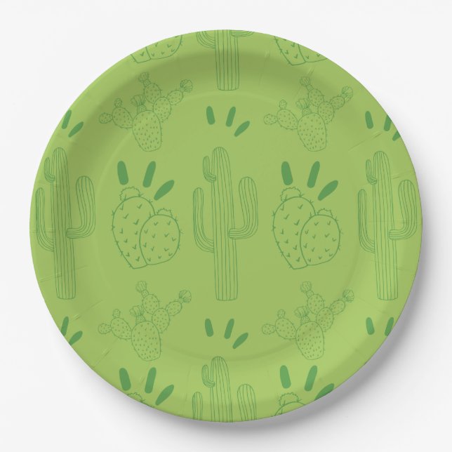 Mexican Fiesta Taco Cactus Green Pappteller (Vorderseite)