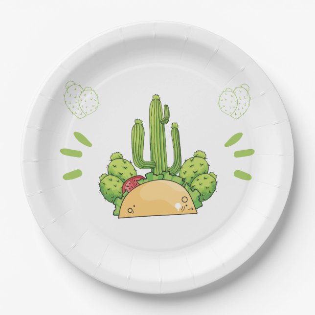 Mexican Fiesta Taco Cactus Pappteller (Vorderseite)