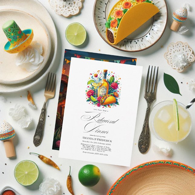 Mexican Fiesta Tacos & Tequila Probe Dinner Einladung (Mexican Fiesta Tacos & Tequila Rehearsal Dinner Invitation)