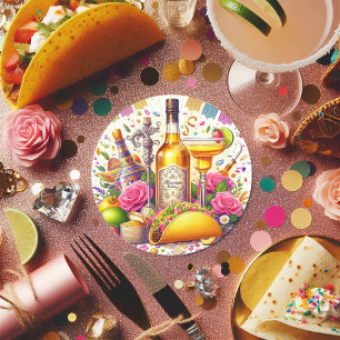 Mexican Fiesta Tequila Wedding Runder Aufkleber