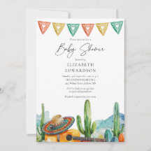 Mexican Fiesta Watercolor Cactus Foto Baby Shower