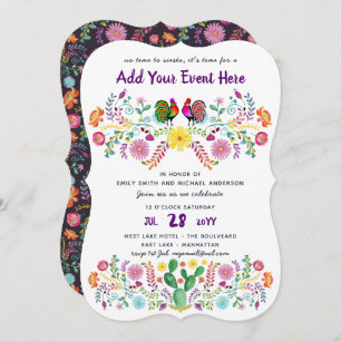 Mexican Fiesta Watercolor Folk Blume Einladungen