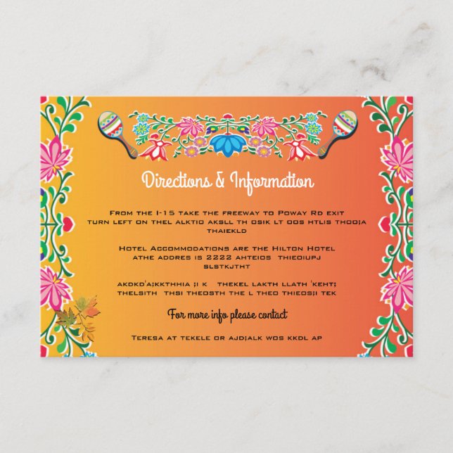 Mexican Fiesta Wedding Info Cards Begleitkarte (Vorderseite)