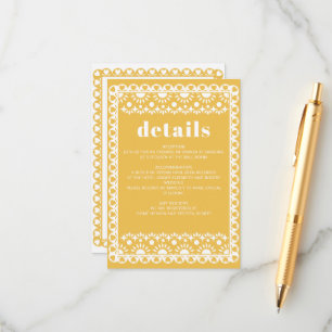 Mexican Fiesta Yellow Papel Picado Boho Wedding Begleitkarte