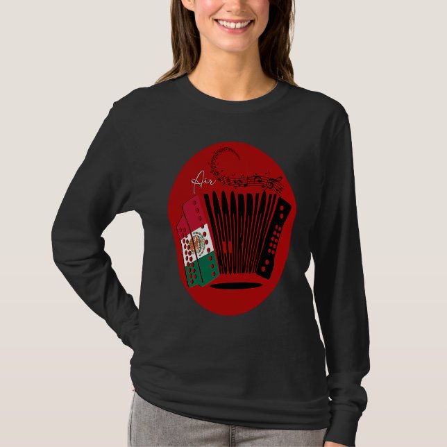 Mexican Flag Air Accordion Mexico Fiesta Womens Bo T-Shirt (Vorderseite)
