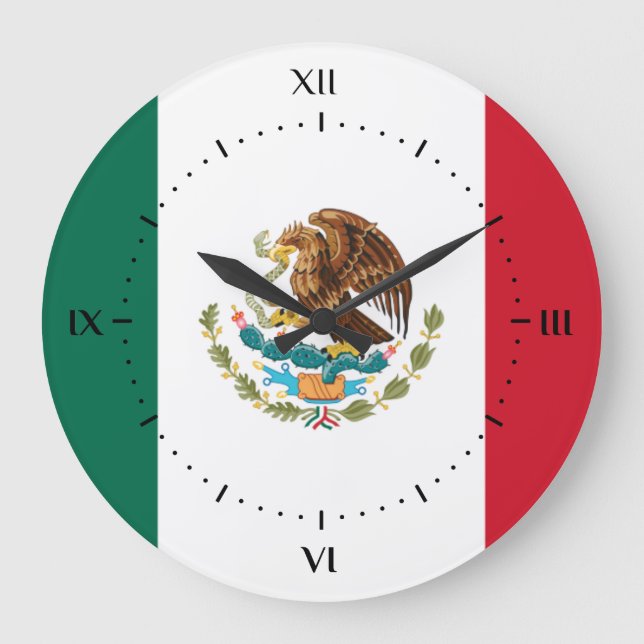 Mexican flag Clocks Große Wanduhr (Vorderseite)