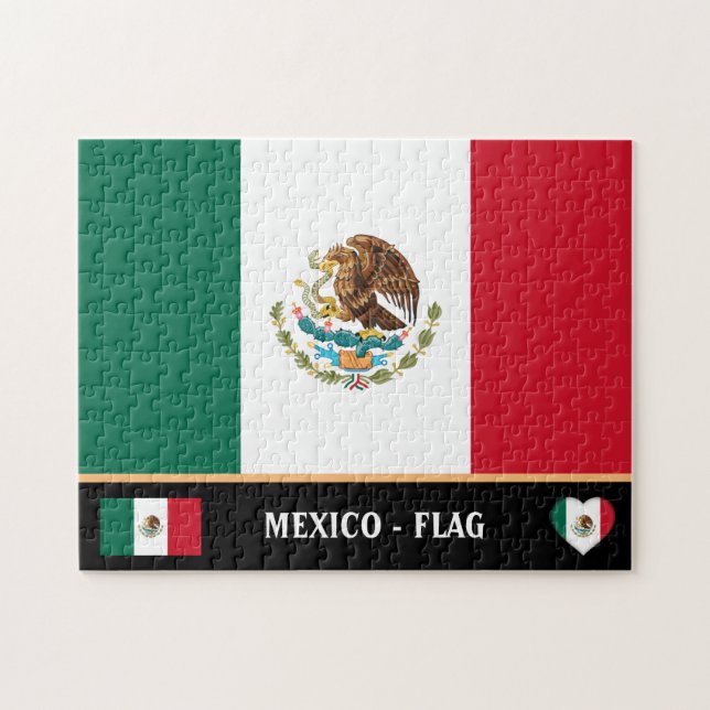 Mexican Flag & Mexican Country / Mexiko Puzzle (Horizontal)